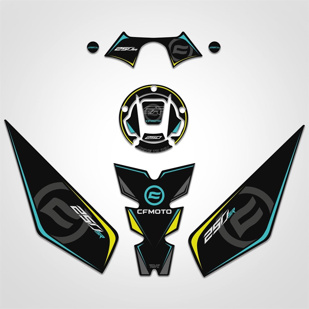 Cf moto 250sr Tank Pad Set Gidonlu Mavi Neon Sarı 250 SR