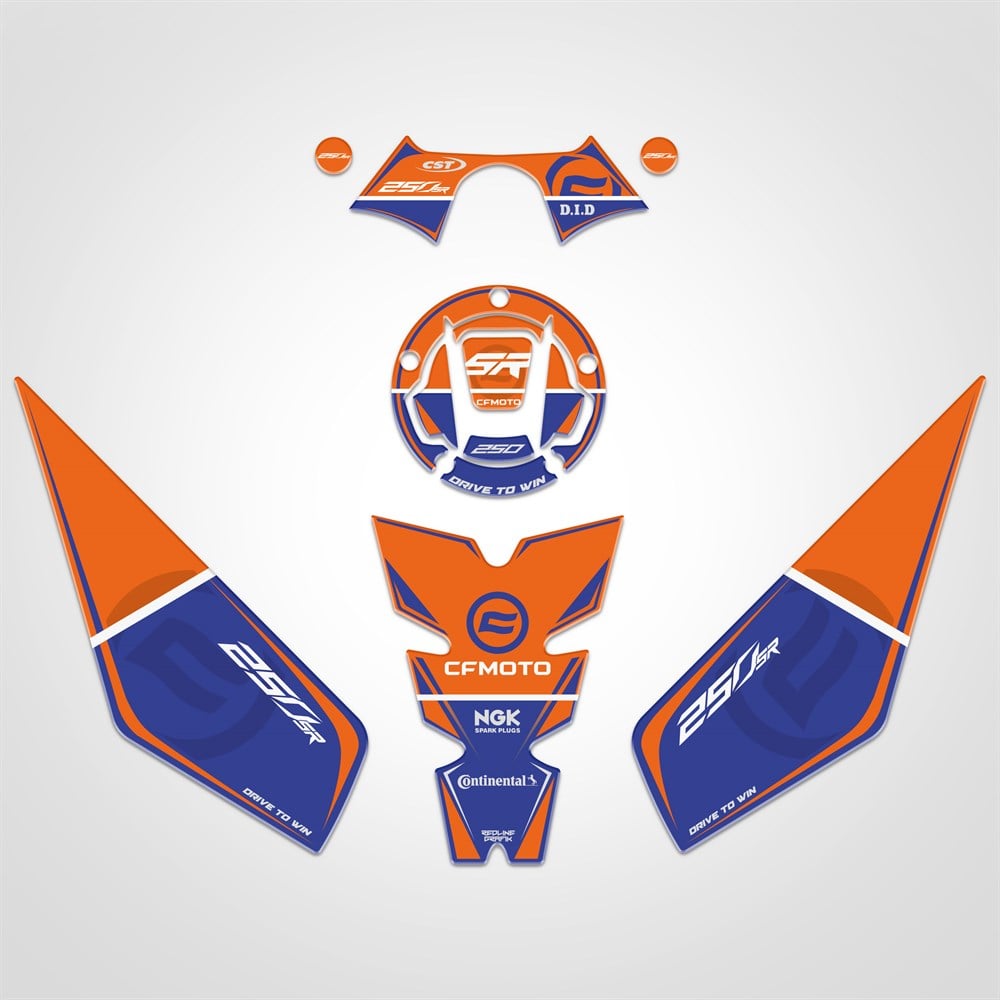 Cf moto 250sr Tank Pad Set Gidonlu Turuncu Lacivert 250 SR