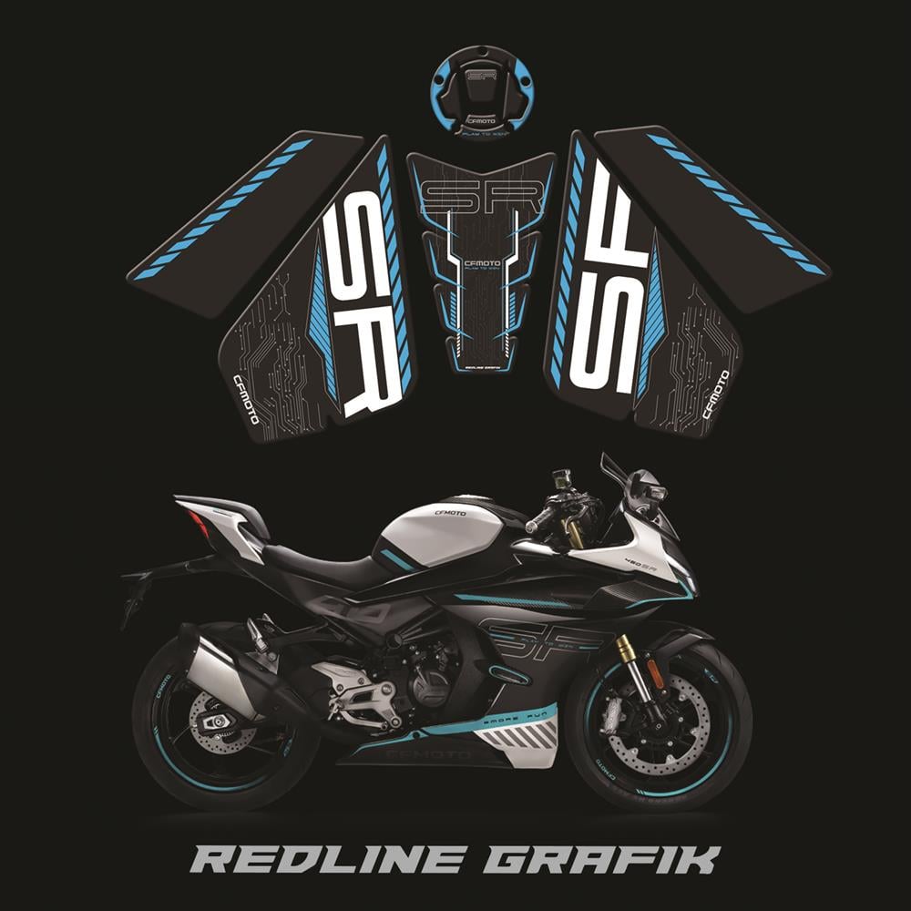 CF Moto 450SR Tank Pad Set Mavi Beyaz Siyah Redlinegrafik