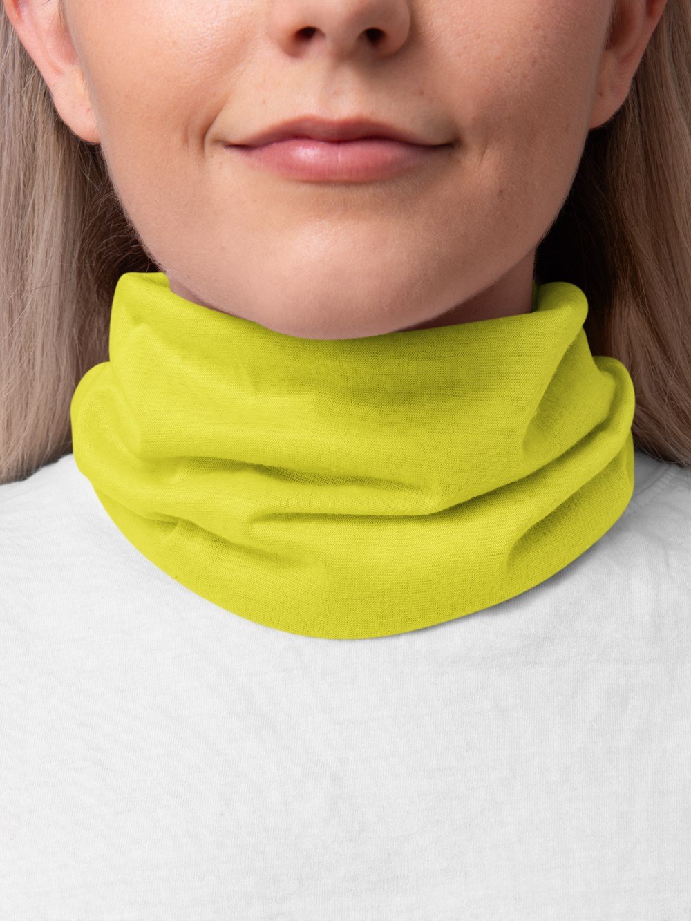 Civciv Sarısı Düz Renk Kadın Bandana Saç Bandı Toka Boyunluk