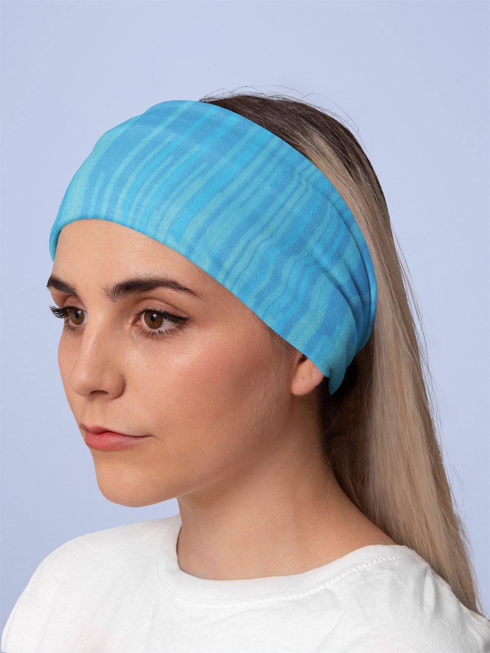 Çizgili Gradient Kadın Bandana Saç Bandı Toka Boyunluk