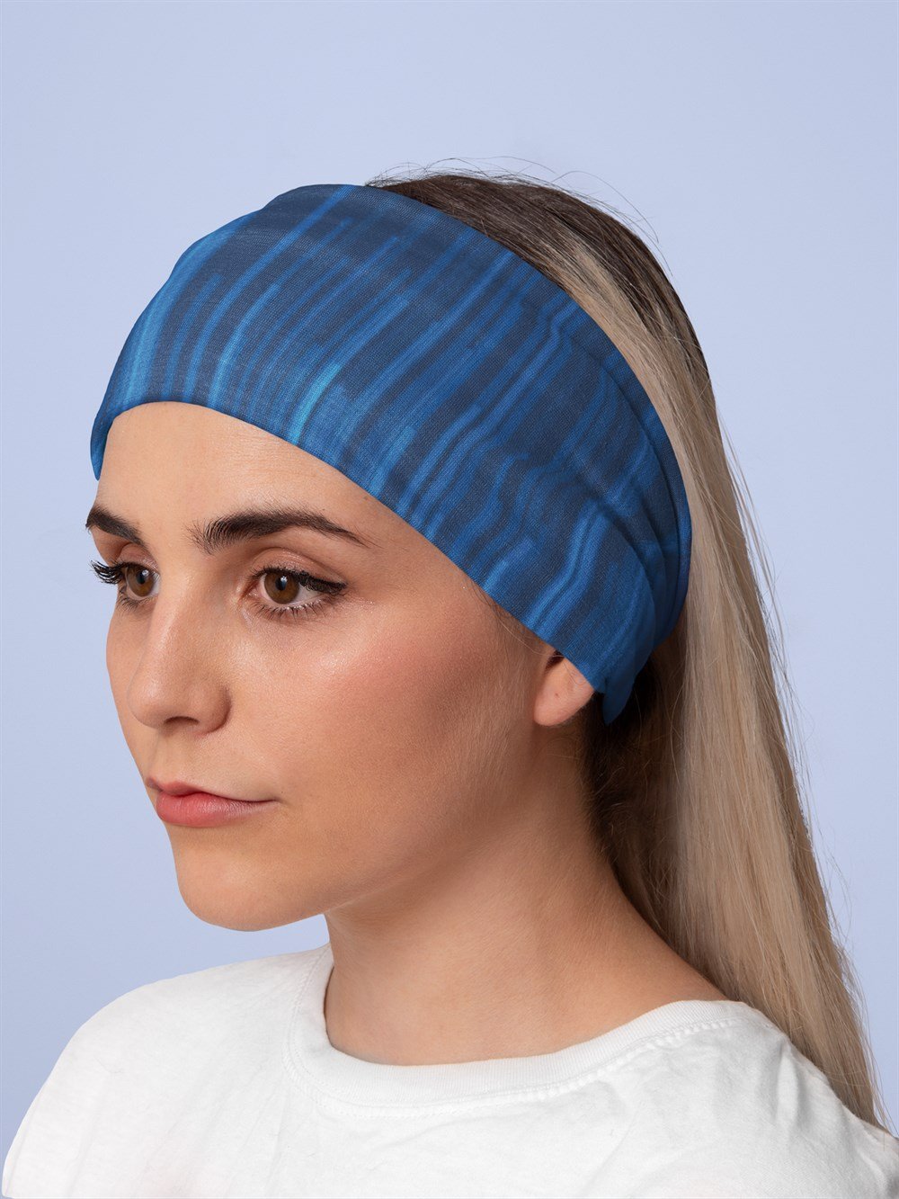 Çizgili Gradient Kadın Bandana Saç Bandı Toka Boyunluk