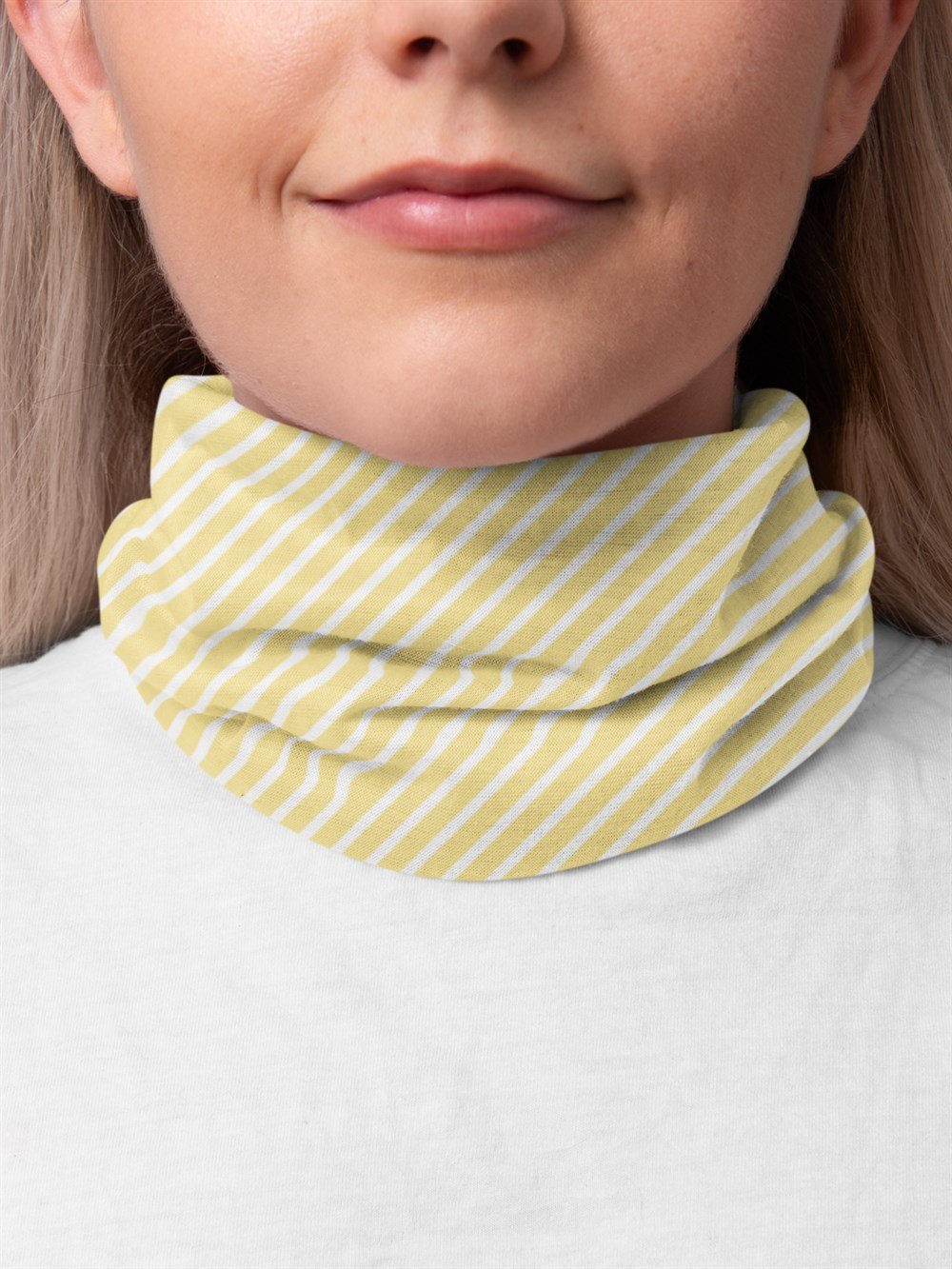 Çizgili Sarı Kadın Bandana Saç Bandı Toka Boyunluk
