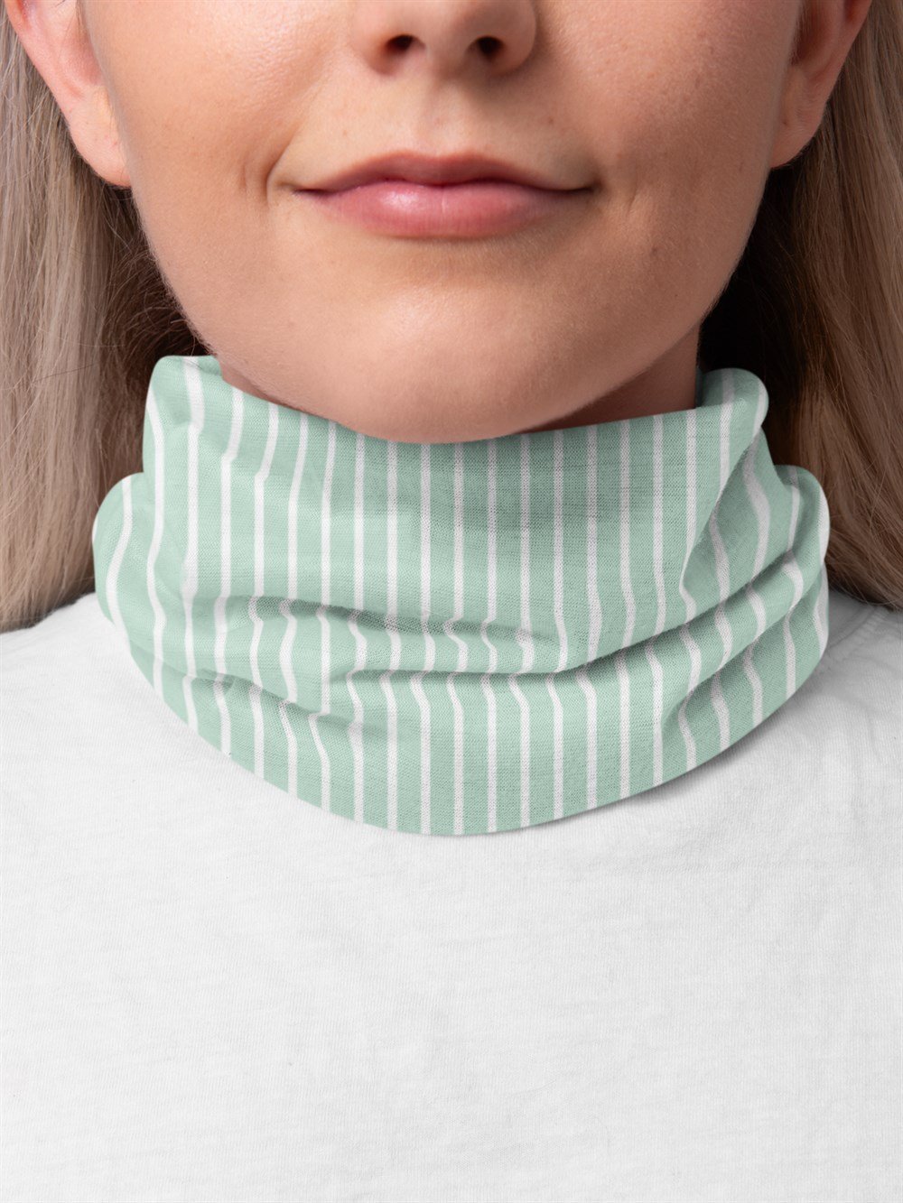 Çizgili Yeşil Kadın Bandana Saç Bandı Toka Boyunluk