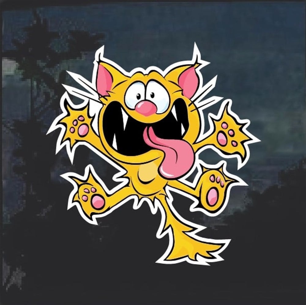 Crazy Cat Window Oto Sticker