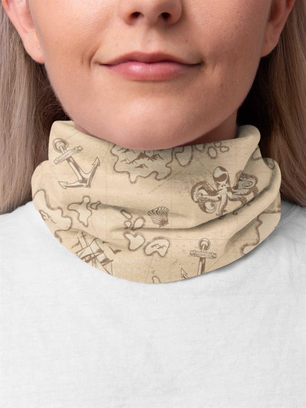 Denizci Kadın Bandana Saç Bandı Toka Boyunluk