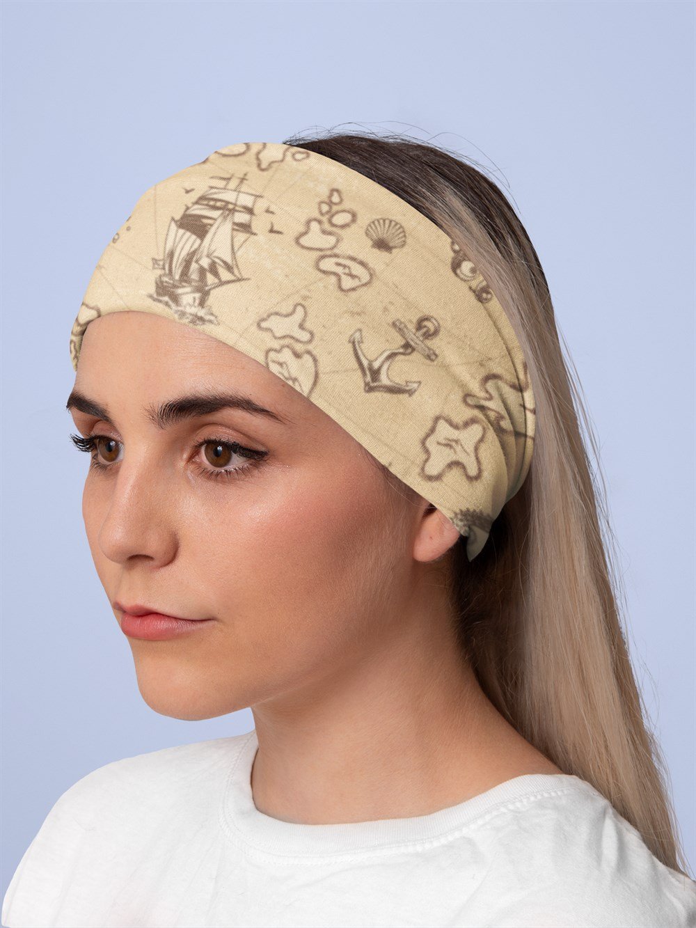 Denizci Kadın Bandana Saç Bandı Toka Boyunluk