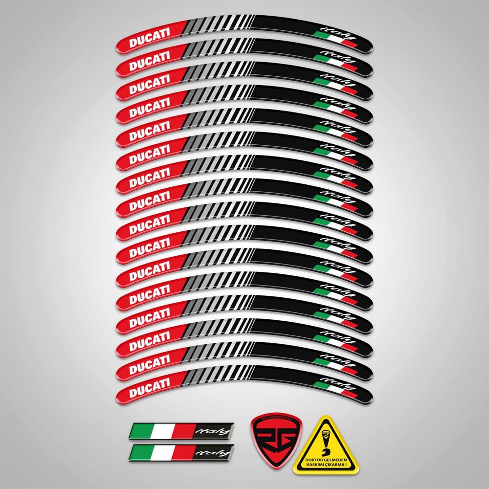 Ducati Kırmızı 3D Reflektif Yansıtma Özellikli Damla Jant Şeridi 