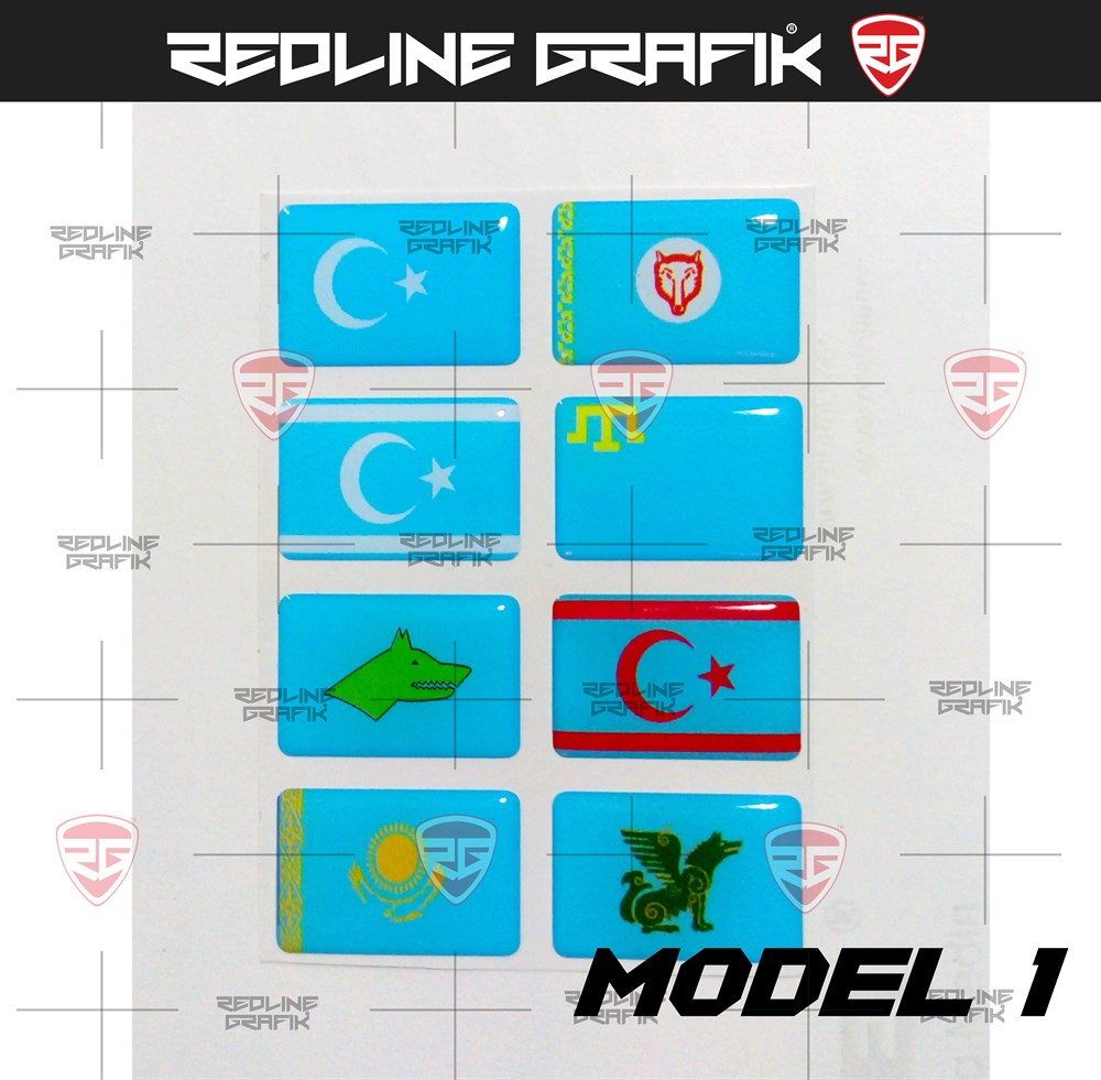 Eski Türk Devletleri Bayrakları 3D Sticker Seti