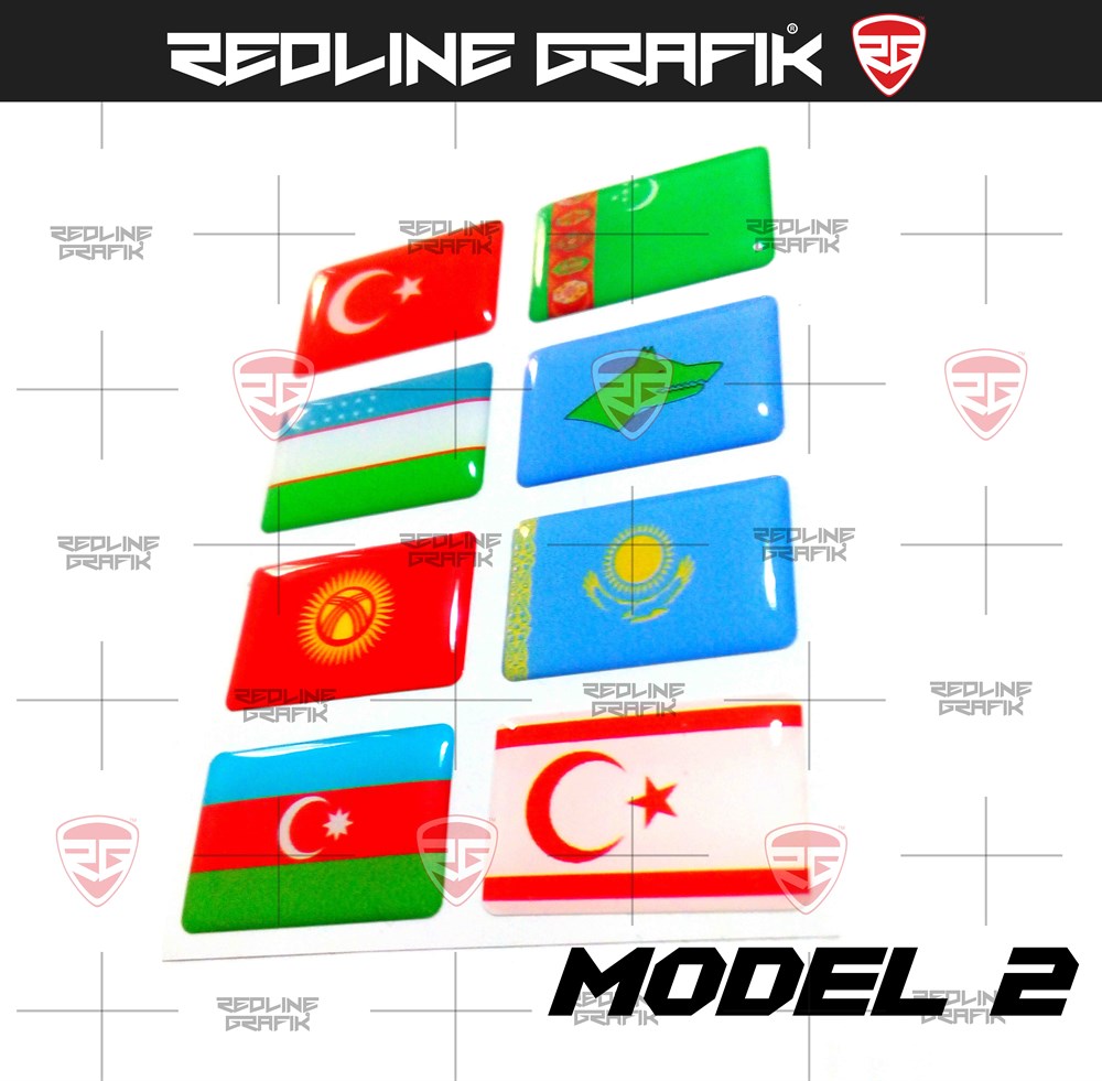 Eski Türk Devletleri Bayrakları 3D Sticker Seti