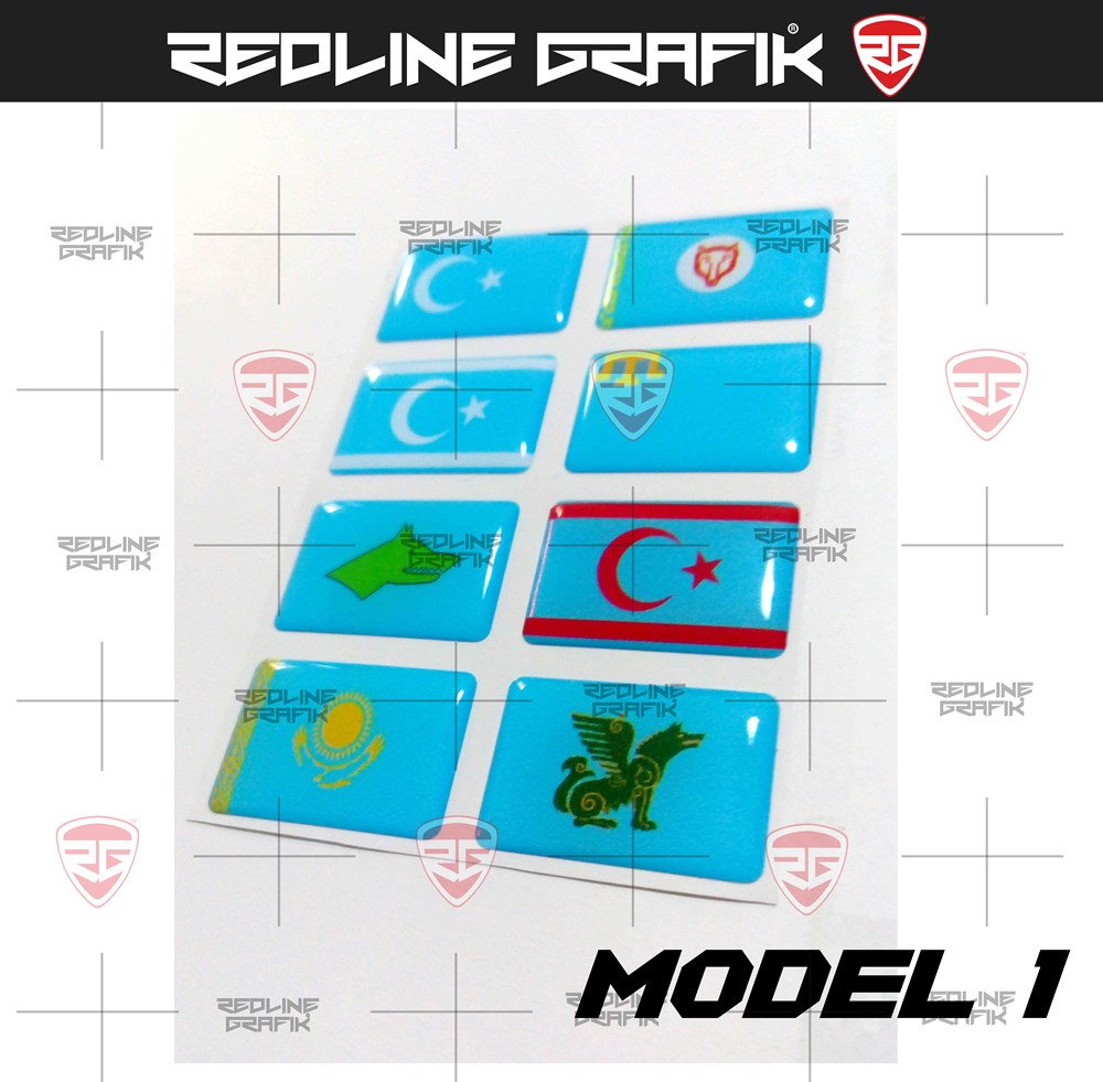 Eski Türk Devletleri Bayrakları 3D Sticker Seti