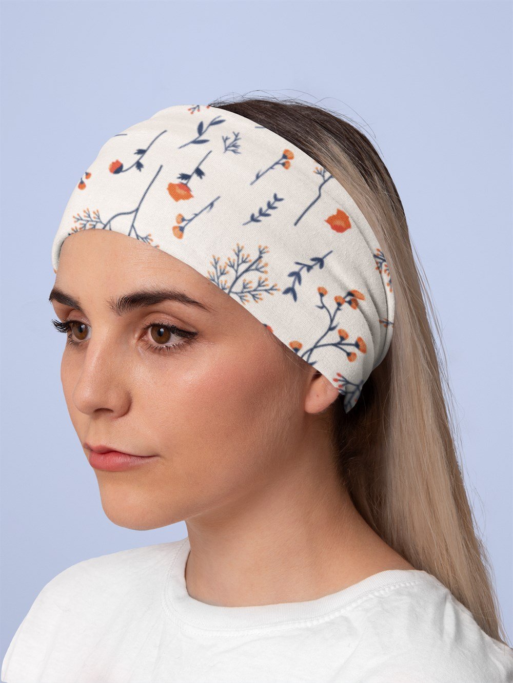 Floral Pattern Kadın Bandana Saç Bandı Toka Boyunluk