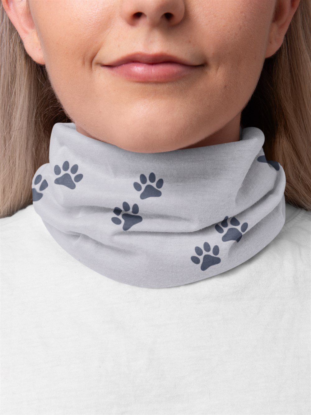 Gri Pati Desen Kadın Bandana Saç Bandı Toka Boyunluk