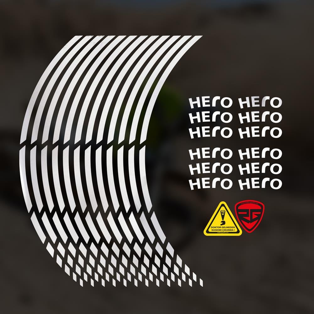 Hero X pulse 200 - 200 T- 4V Reflektif Gümüş Beyaz jant şerit