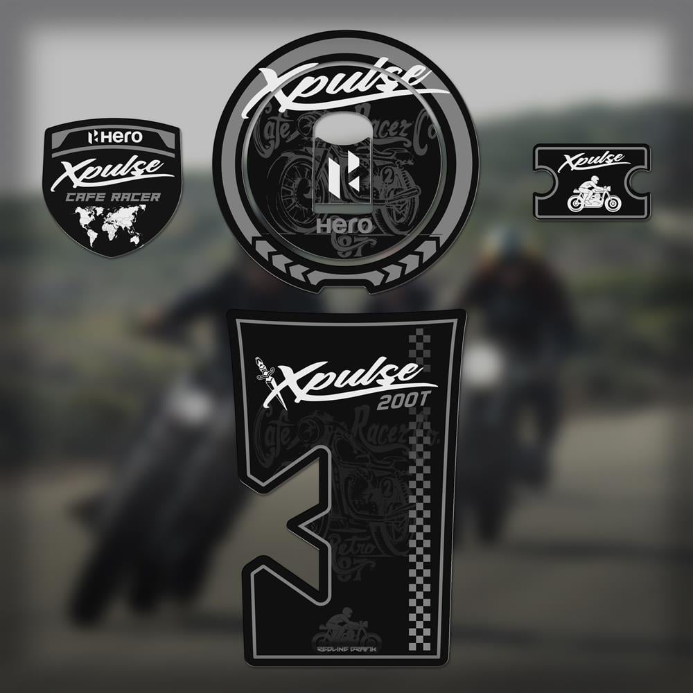 Hero Xpulse 200T Siyah Gri Tank Pad Set Sticker