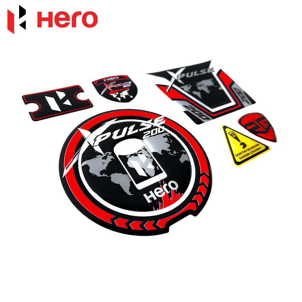 Hero Xpulse Kırmızı Renk Tank Pad Depo Kapak Pad Hidrolik Koruyucu Sticker Set