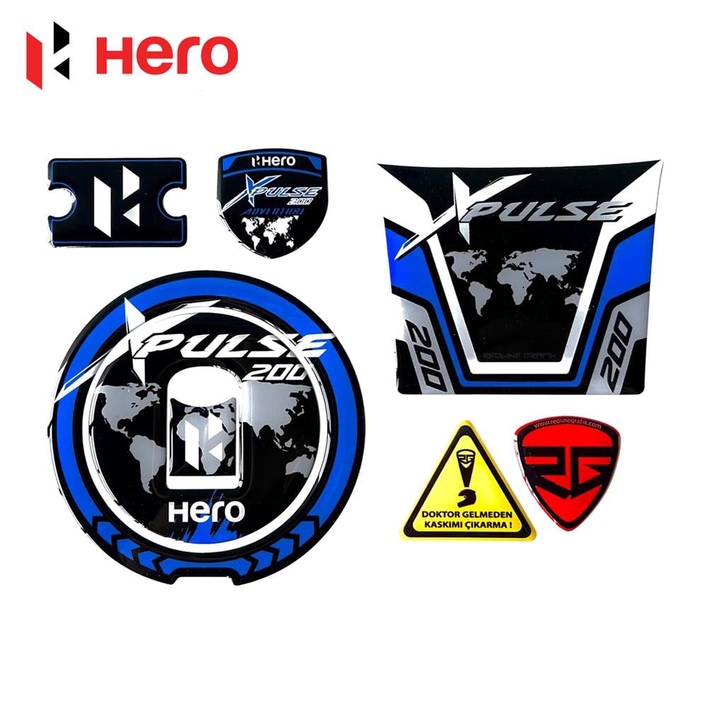 Hero Xpulse Mavi Renk Tank Pad Depo Kapak Pad Hidrolik Koruyucu Sticker Set