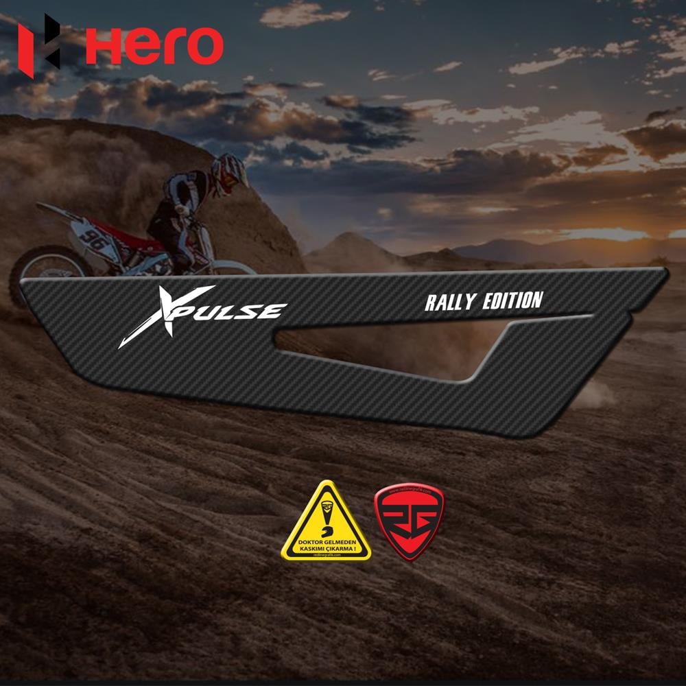Hero Xpulse Rally Edition Karbon Görünümlü Egzos 3D Kabartmalı Pad Sticker Etiket 