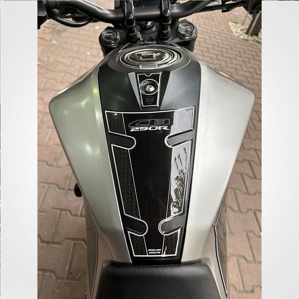Honda Cb 250 R Tank Pad Set Motorsiklet Koruma Siyah-Gümüş