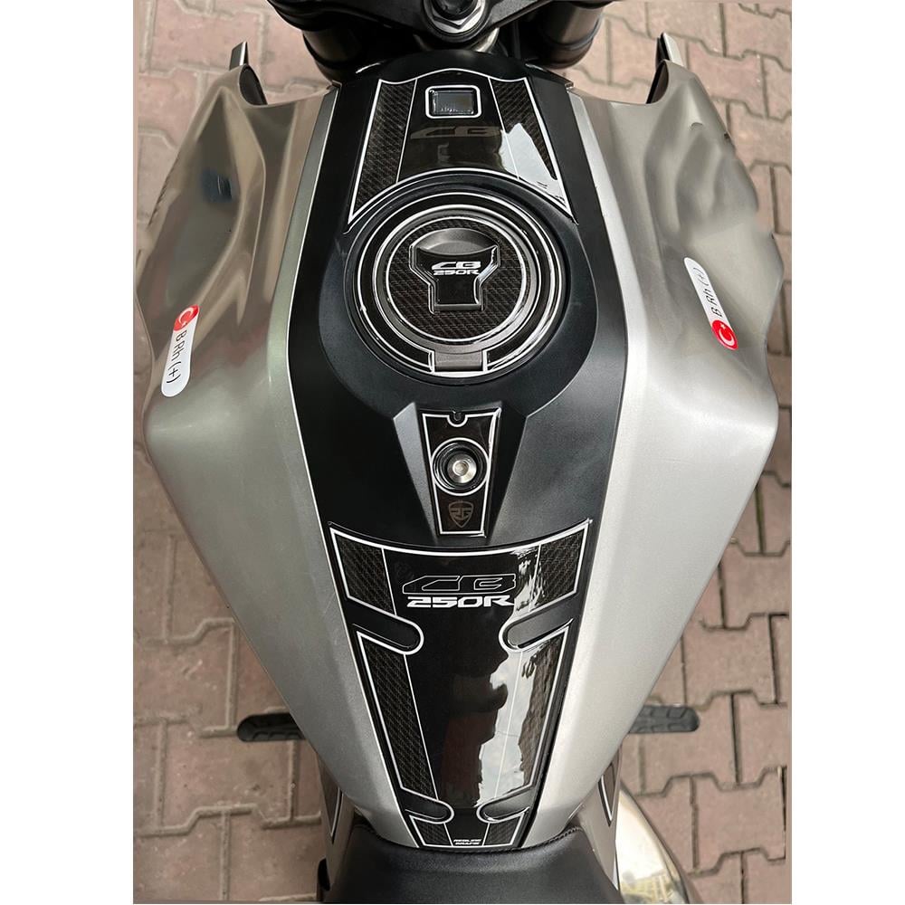 Honda Cb 250 R Tank Pad Set Motorsiklet Koruma Siyah-Gümüş