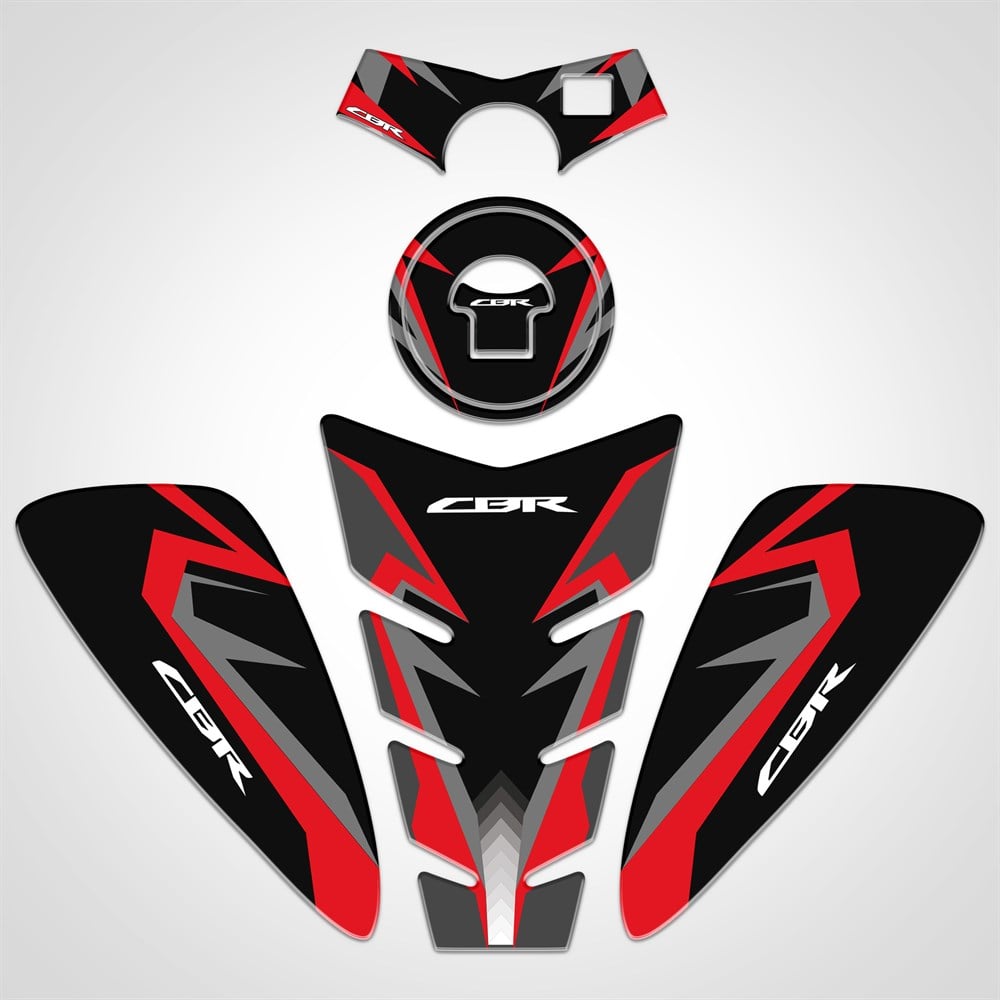 Honda CBR 125 Tank Pad Depo Kapak Pad Gidon Pad Mesnet Pad Yan Pad Kırmızı Siyah