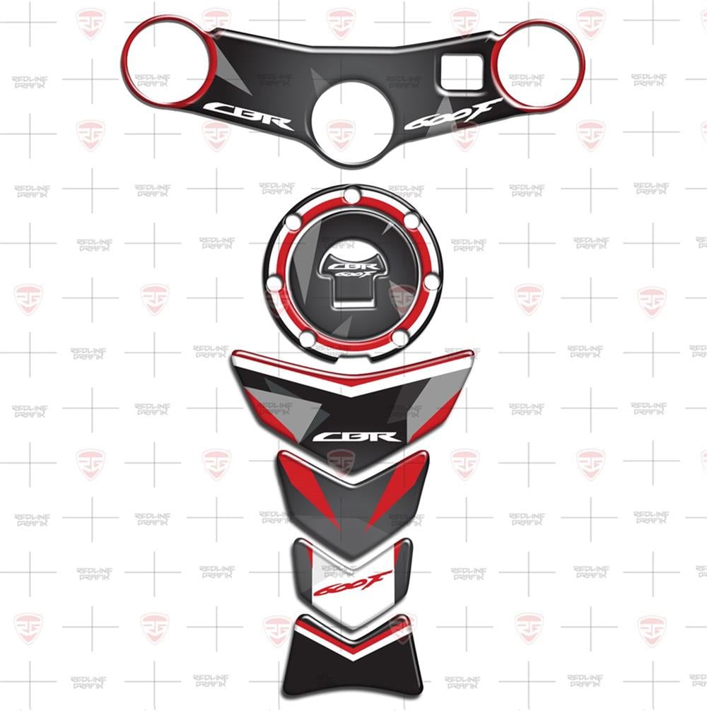 Honda Cbr 600F Gidon Pad Mesnet Pedi Karbon Siyah Kırmızı Özel 2003-07