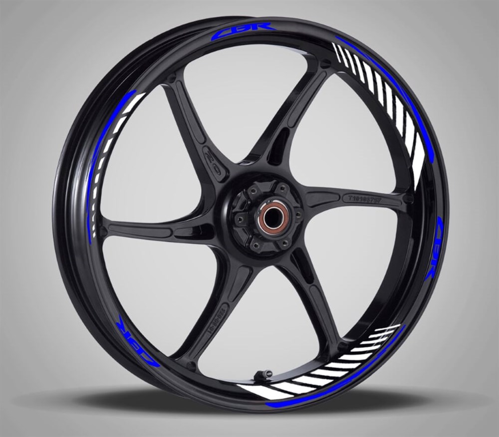 Honda Cbr Reflektörlü Mavi Beyaz Jant Şerit Takımı