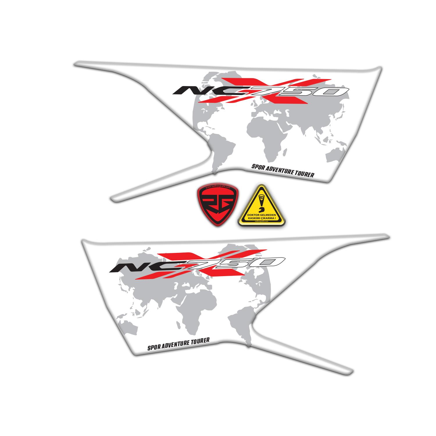 Honda NC750X 2021 - 2024 17 Parça Uyumlu Beyaz Gri Tank Pad  Yan Pad Kafa Pad Set