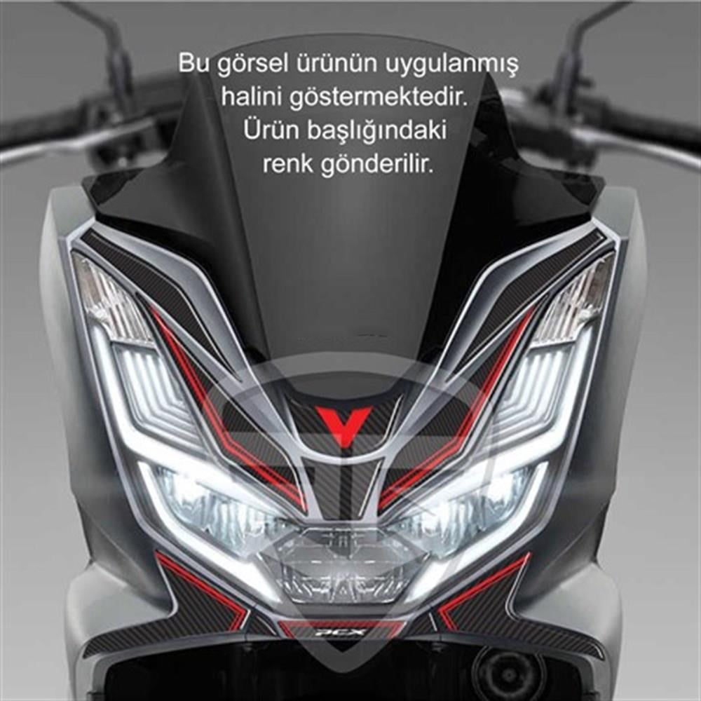 Honda Pcx 125 2021 Karbon Desen Beyaz Far Üstü Sticker Koruma Pad