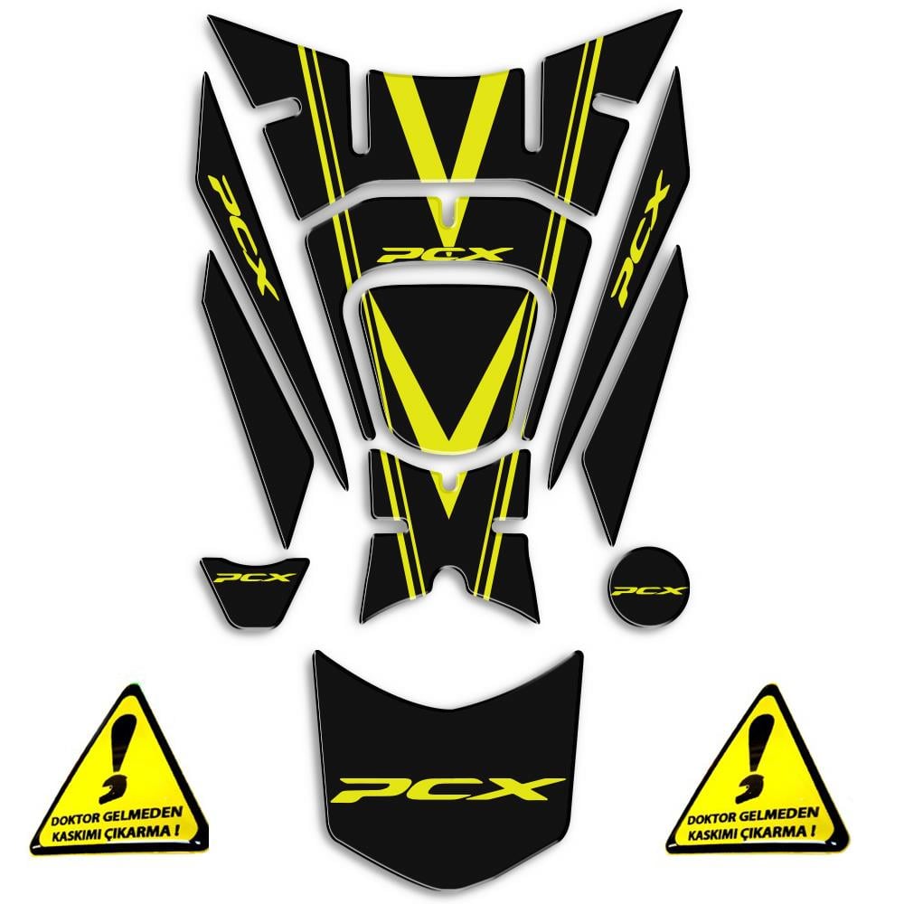 HONDA PCX 2018-20 TANK PAD Sarı Siyah 11 Parça