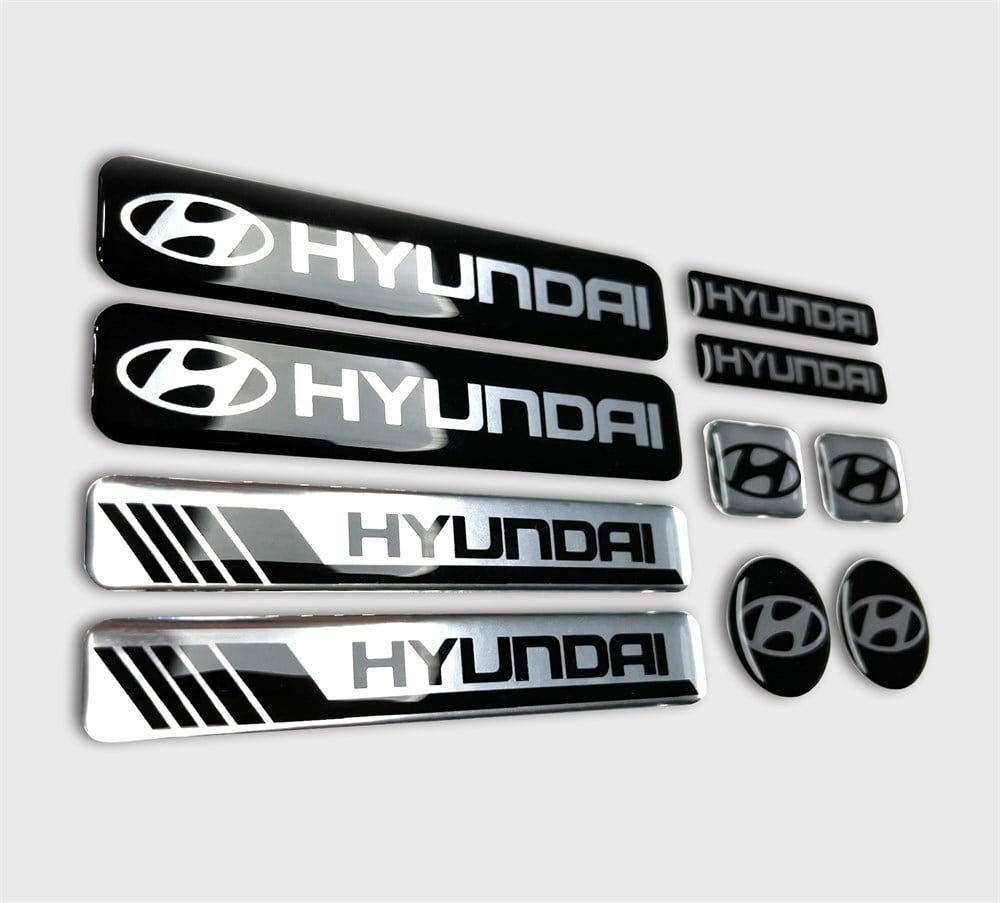 Hyundai Sticker Seti Gümüş 10 Parça 