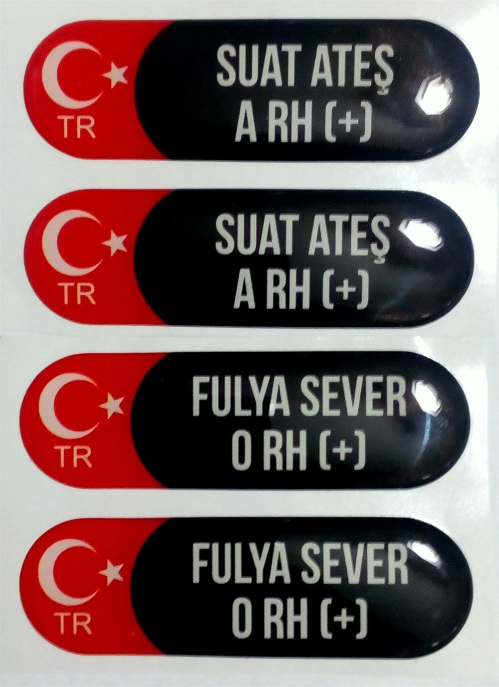 İsimli Kan Grubu Sticker Kabartmalı