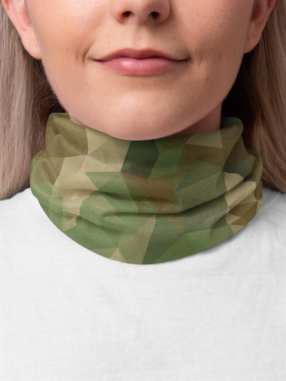 Kamuflaj Asker Yeşili Kadın Bandana Saç Bandı Toka Boyunluk