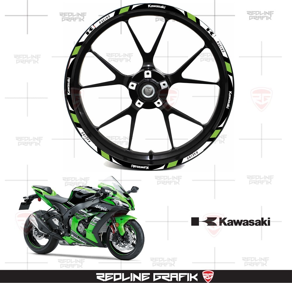 Kawasaki Siyah Yeşil Special Reflektörlü Jant Şeridi