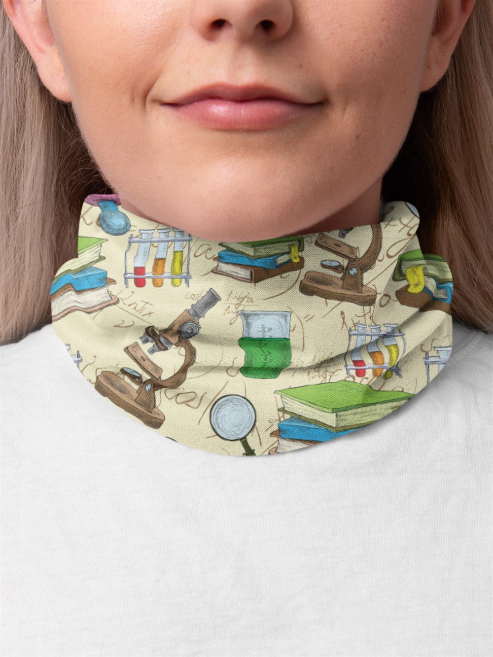 Kimya Desenli Kadın Bandana Saç Bandı Toka Boyunluk