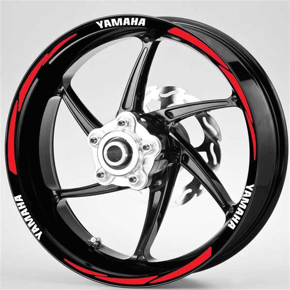 Kırmızı Beyaz Yamaha Yazılı 3 Parçalı Reflektif Kırmızı Jant Şeridi Yamaha
