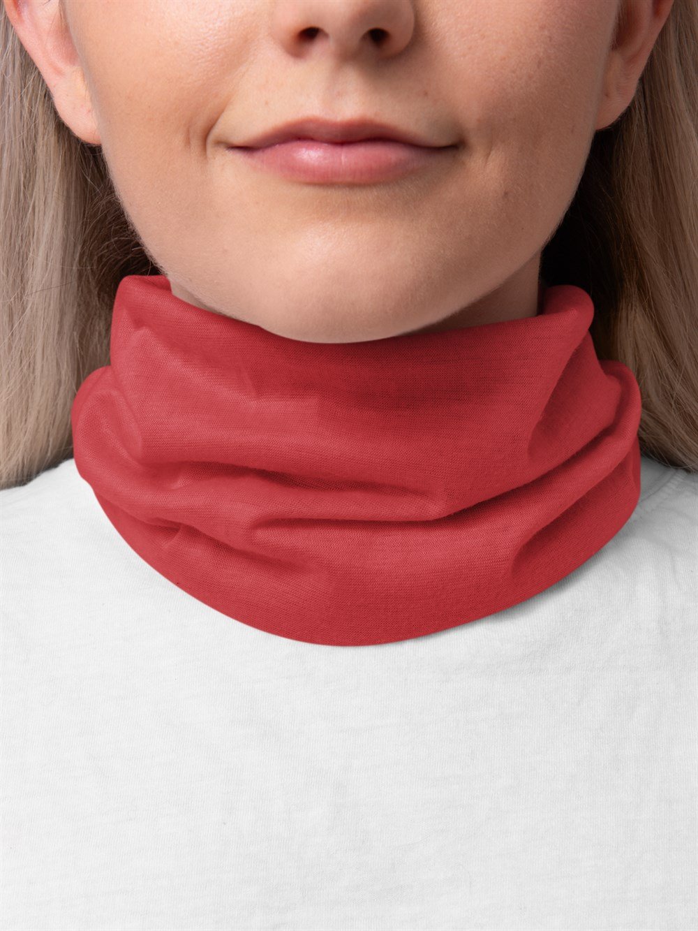 Kırmızı Düz Renk Kadın Bandana Saç Bandı Toka Boyunluk