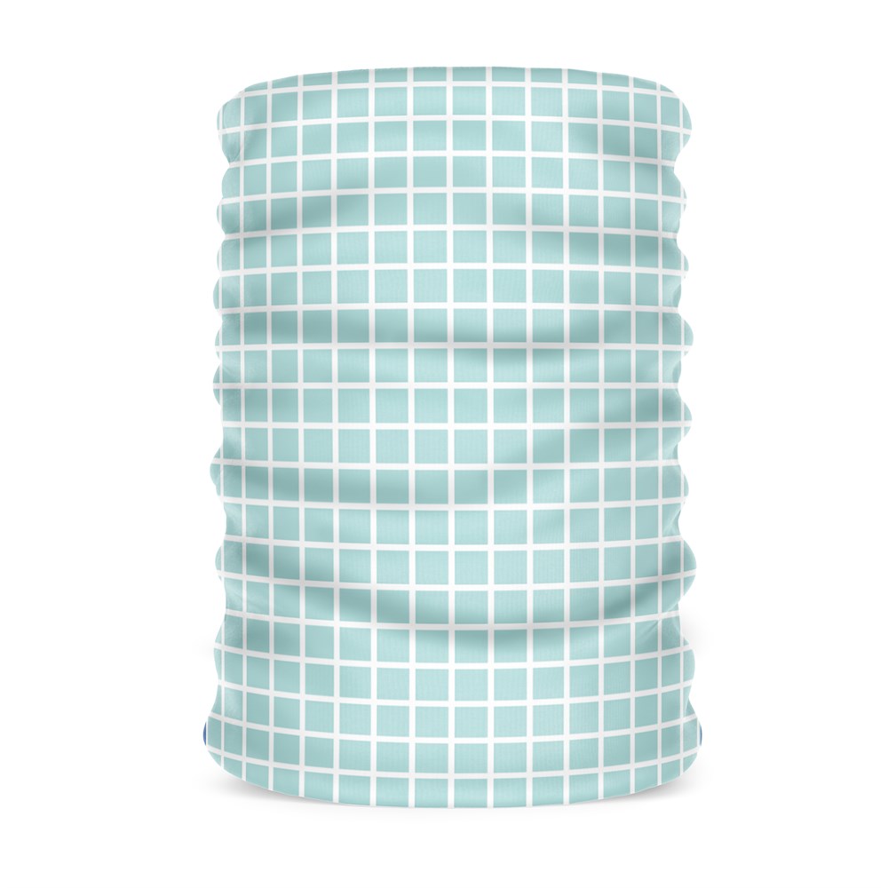 Küçük Kareli Mavi Kadın Bandana Saç Bandı Toka Boyunluk