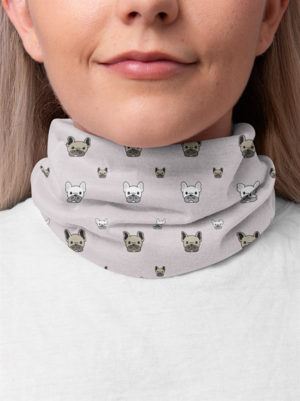 Küçük Köpek Desenli Kadın Bandana Saç Bandı Toka Boyunluk