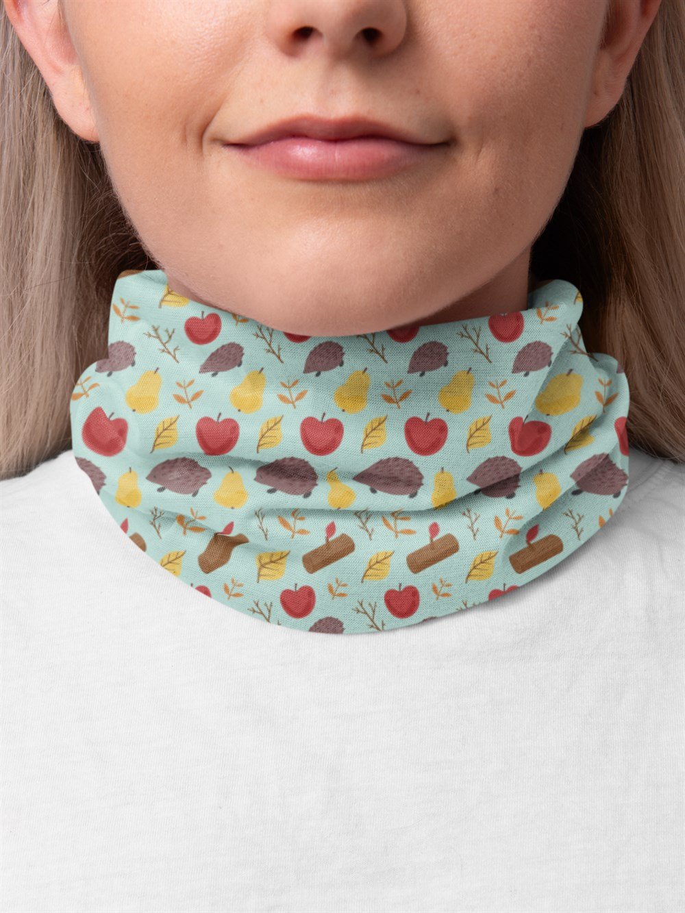 Küçük Orman Desenli Kadın Bandana Saç Bandı Toka Boyunluk