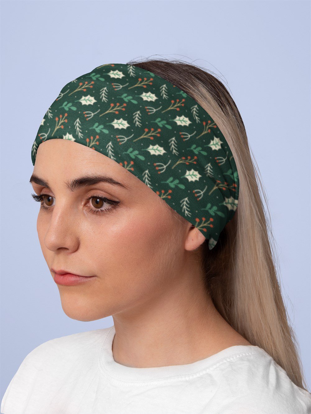 Küçük Yaprak Desenli Bandana Saç Bandı Toka Boyunluk