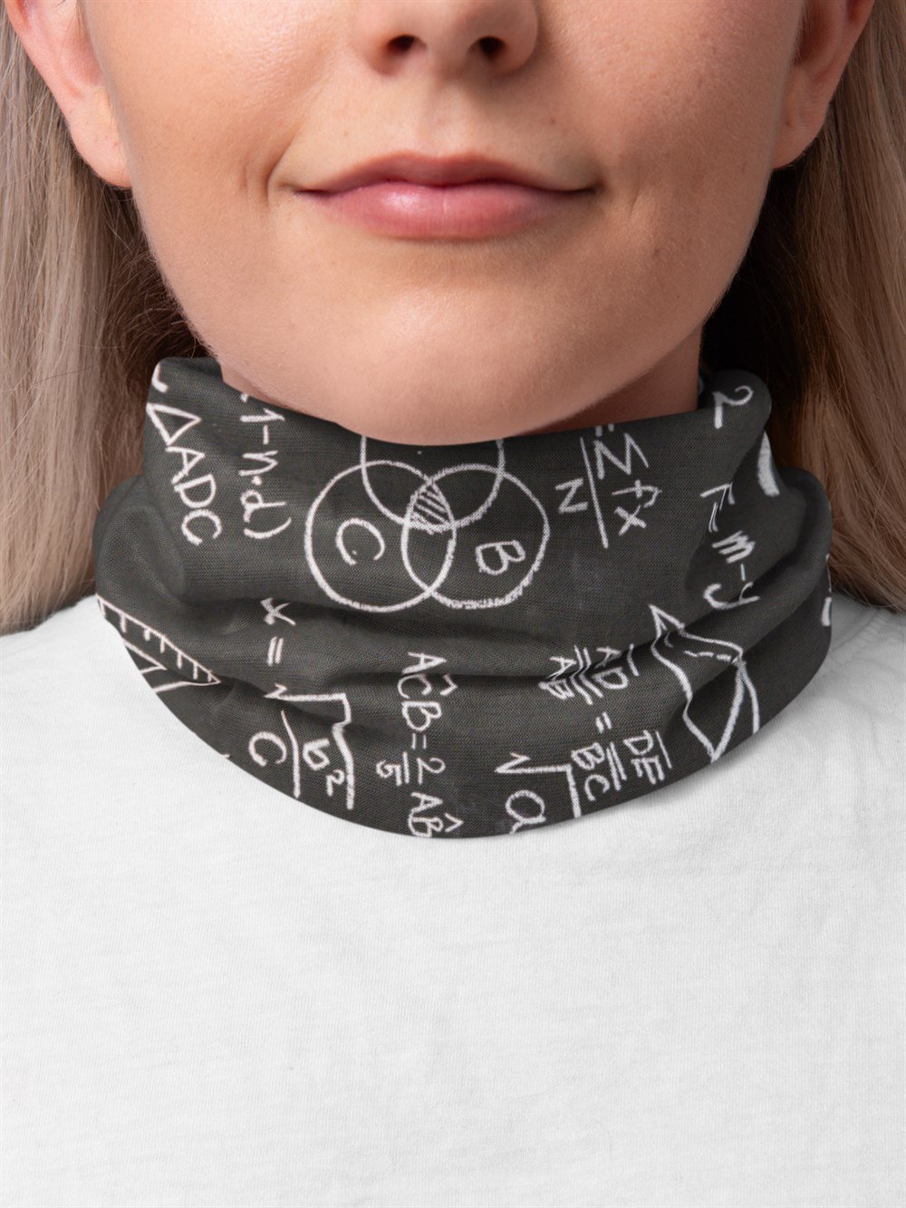 Matematik Formül Desenli Kadın Bandana Saç Bandı Toka Boyunluk