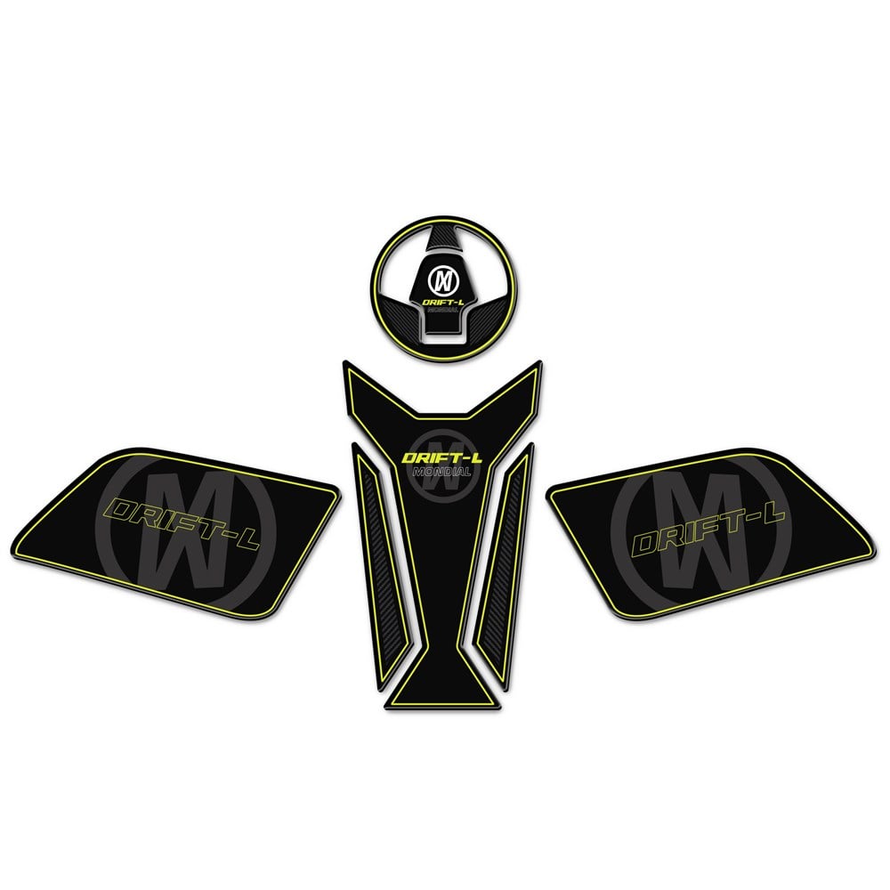 Mondial Drift L Tank Pad Set Siyah-Neon Sarı tasarım
