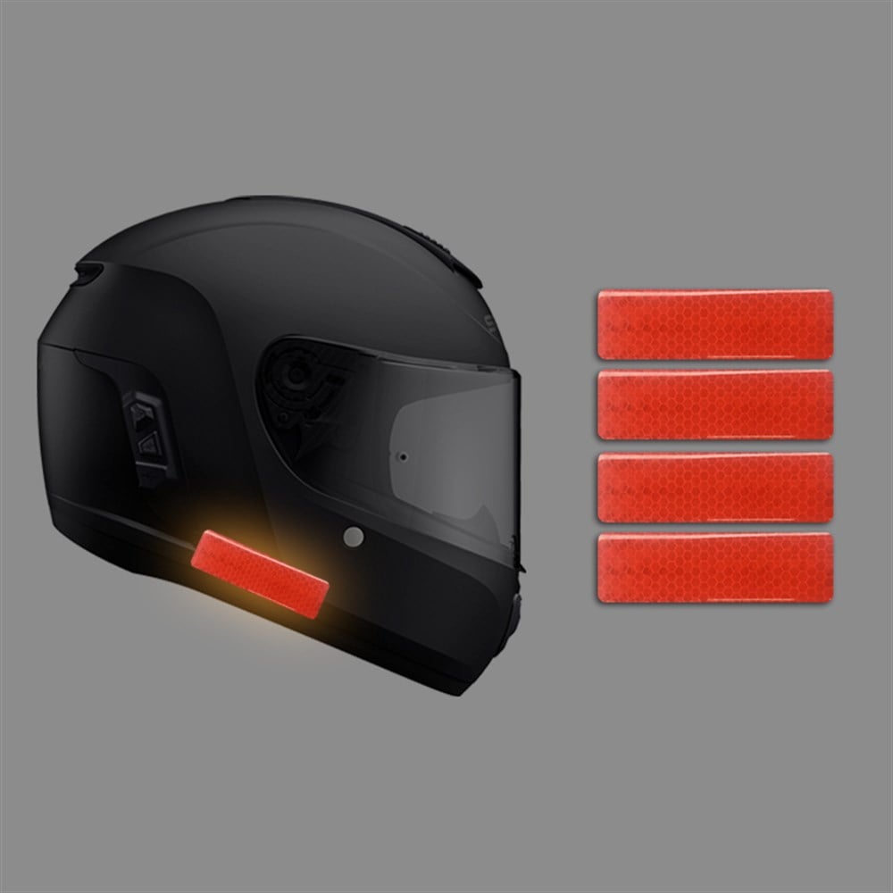 Motorsiklet Bisiklet Kask Uyarıcı Reflektif İkaz Sticker 4'lü