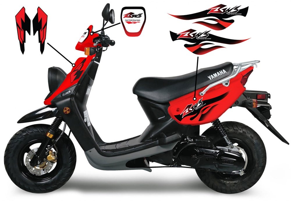 MOTOSİKLET STİCKER SETİ YAMAHA BWS 100 KIRMIZI