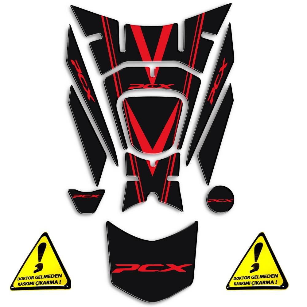 PCX 2018-20 TANK PAD Kırmızı Siyah 11 Parça