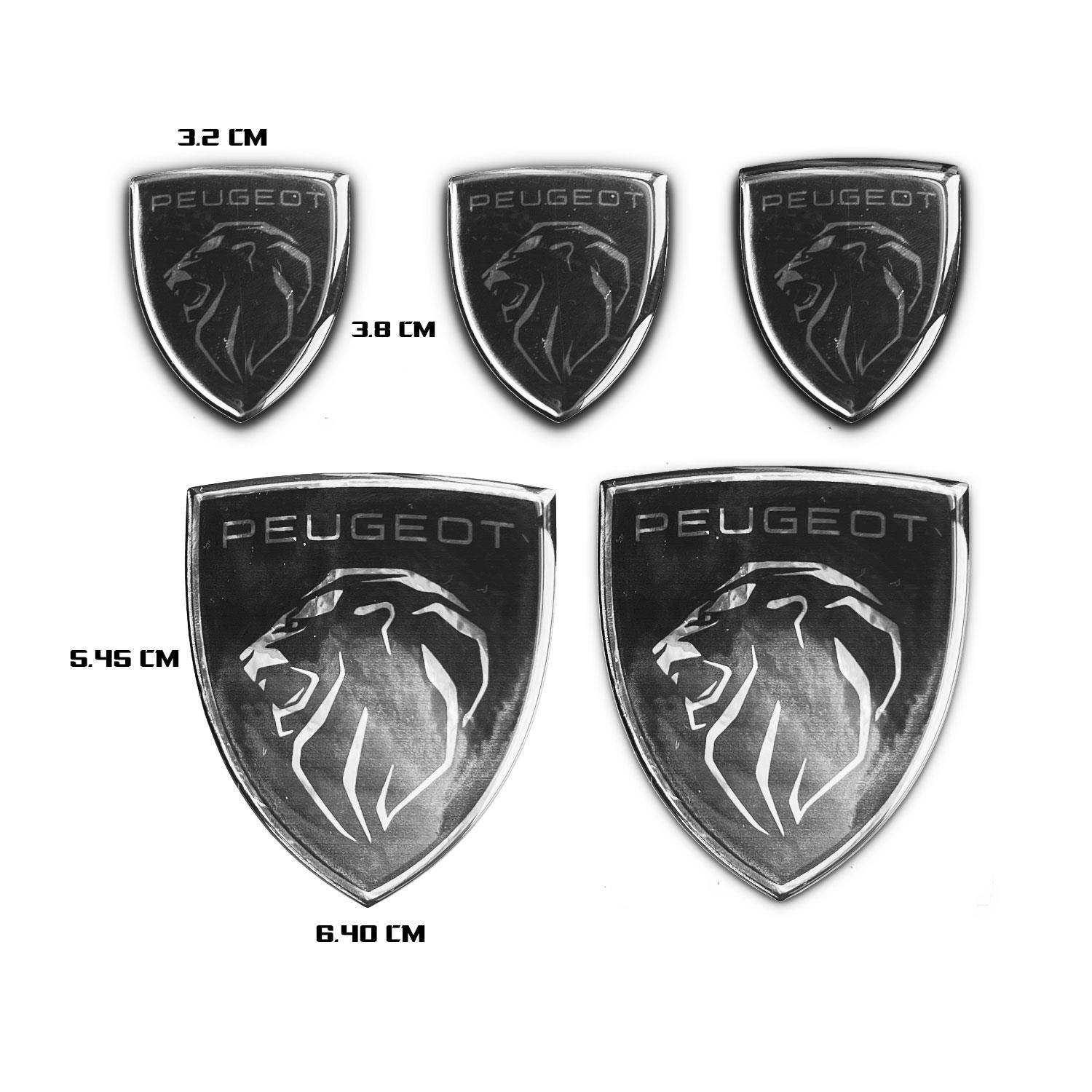 Peugeot Logo Gümüş Siyah 3D 5 Parça Arma Amblem Sticker 
