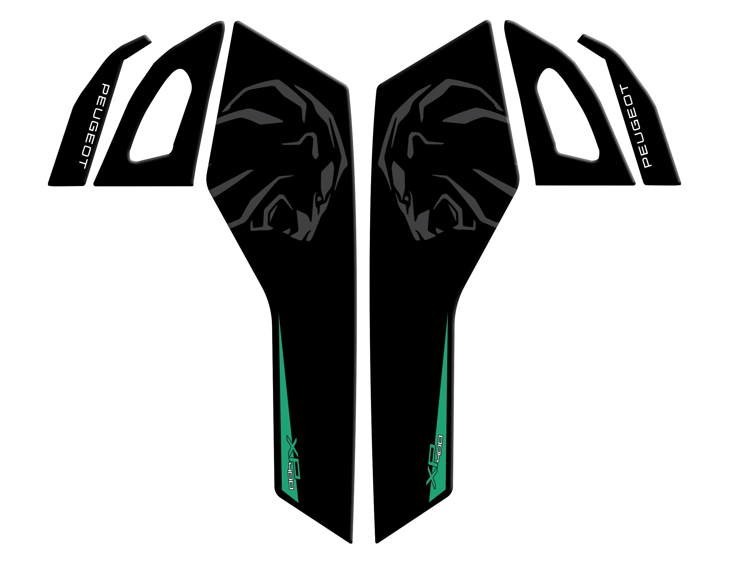 Peugeot XP-400 Uyumlu Artçı Basamak Koruyucu Pad Set Siyah Yeşil Redline Grafik