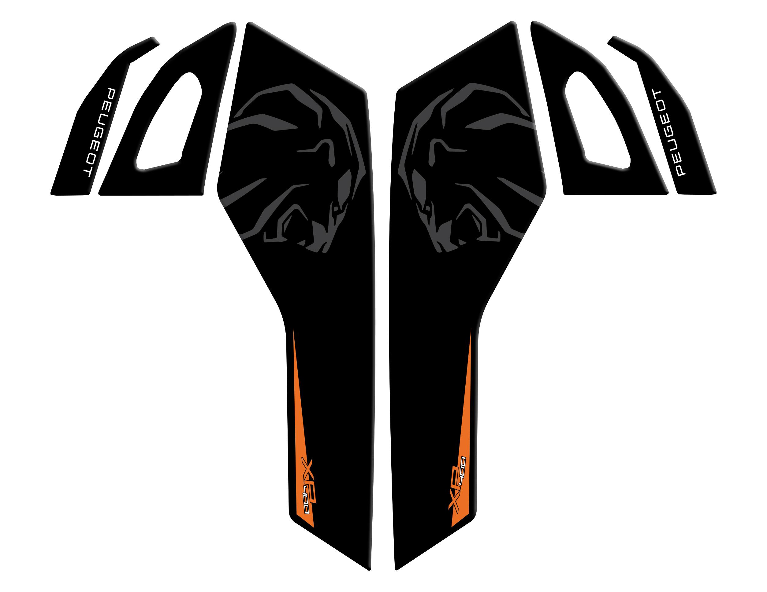 Peugeot XP-400 Uyumlu Artçı Basamak Koruyucu Pad Set Siyah Turuncu Redline Grafik