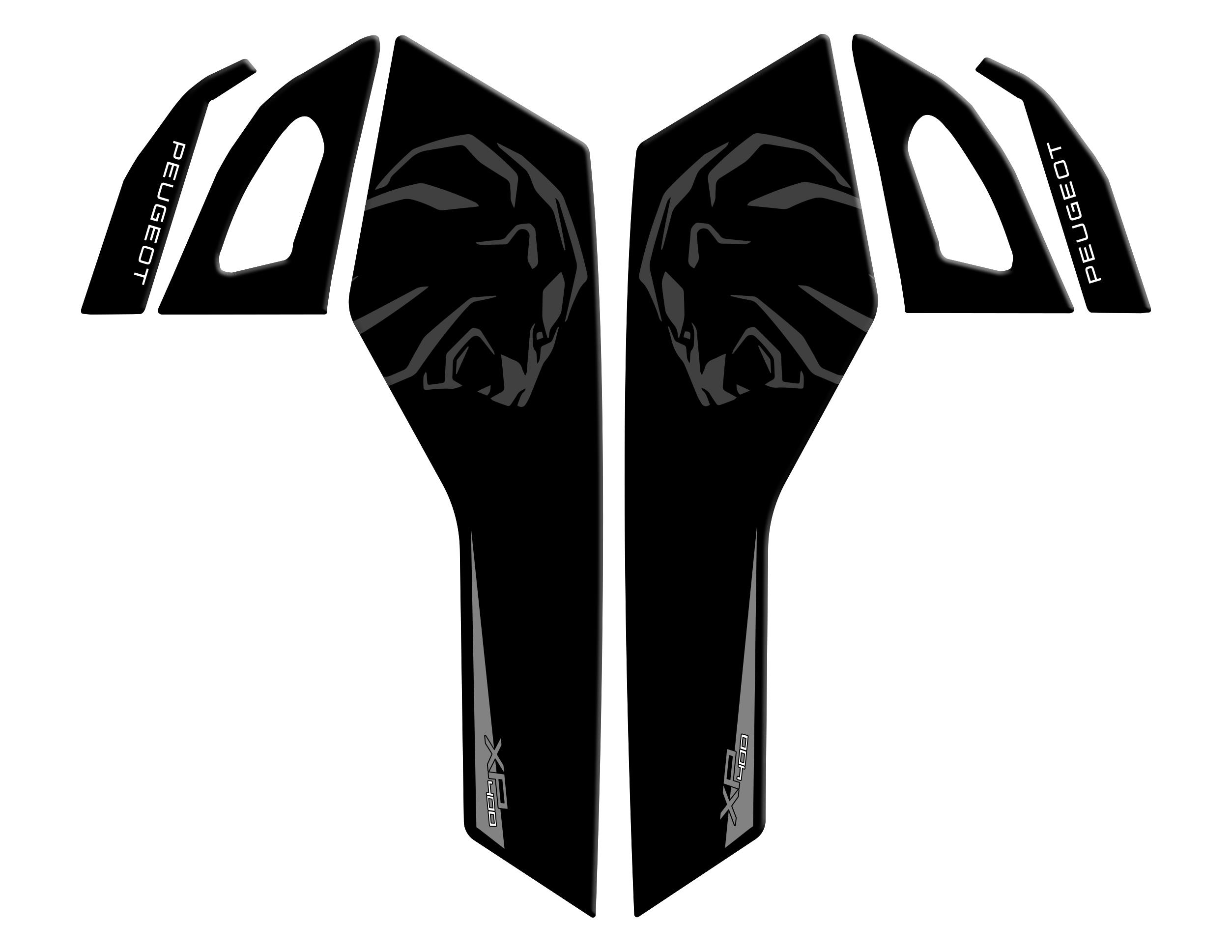 Peugeot XP-400 Uyumlu Artçı Basamak Koruyucu Pad Set Siyah Gri Redline Grafik